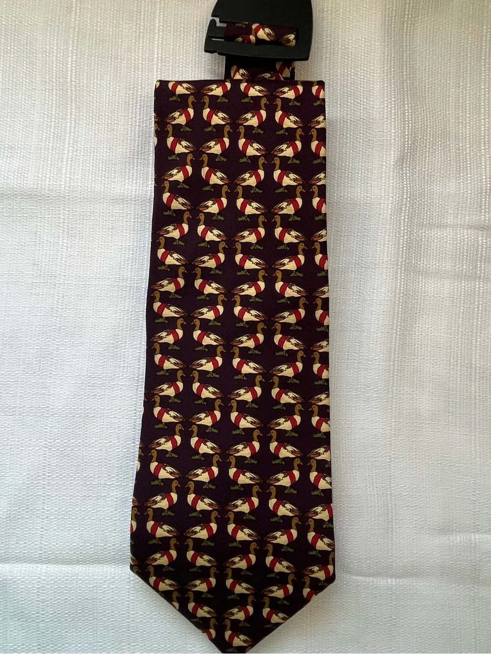 Vtg Brooks Brothers Makers Silk Tie Maroon Burgundy Mallard Duck Winter Scarf